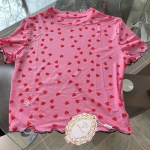 Malianna Hearts Stretchy Mesh Crop Top